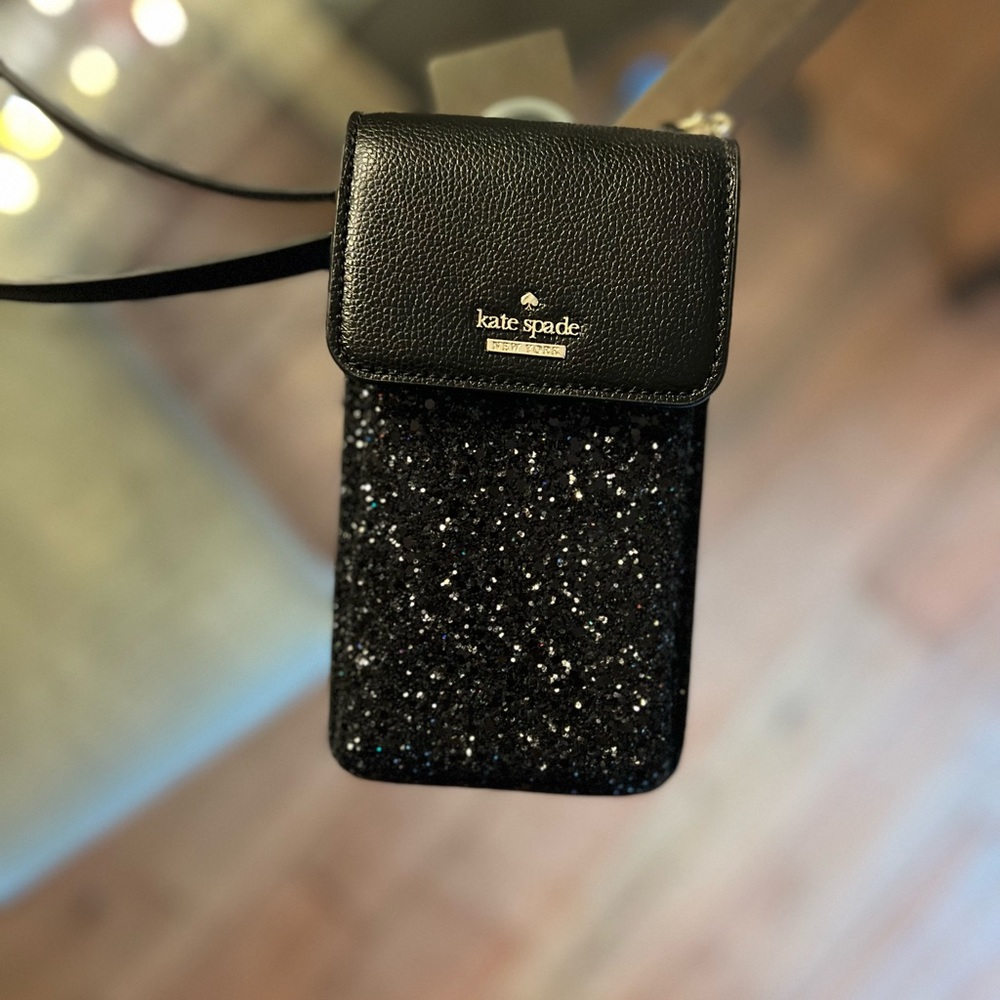 Kate Spade NWOT Black Glitter Crossbody